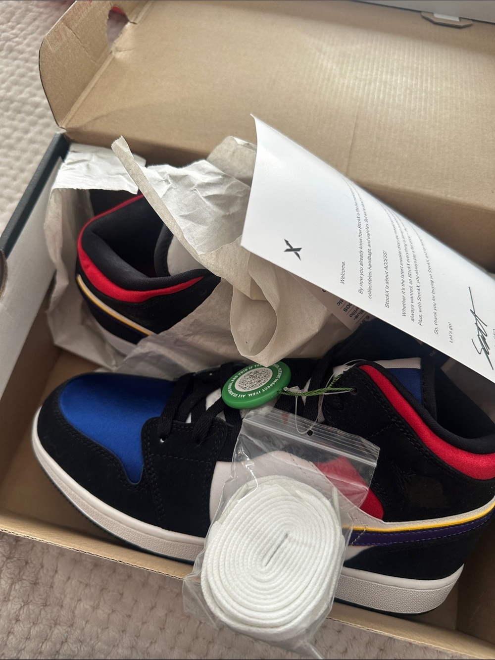 Jordan Low-Top Sneakers in Blue, Black, Red and Yellow